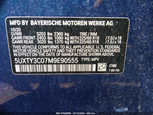 5UXTY3C07M9E90555 BMW X3 Sdrive30i