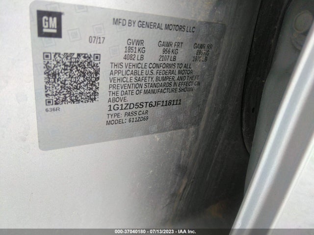 Chevrolet MALIBU LT 2018 1G1ZD5ST6JF118111 Image 9