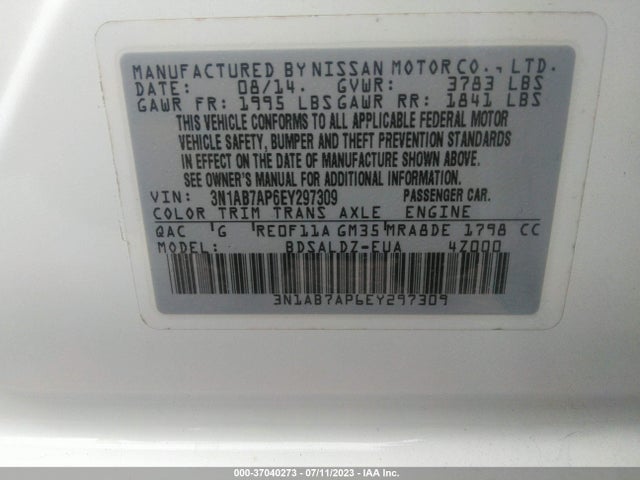 Nissan SENTRA SV 2014 3N1AB7AP6EY297309 Image 9