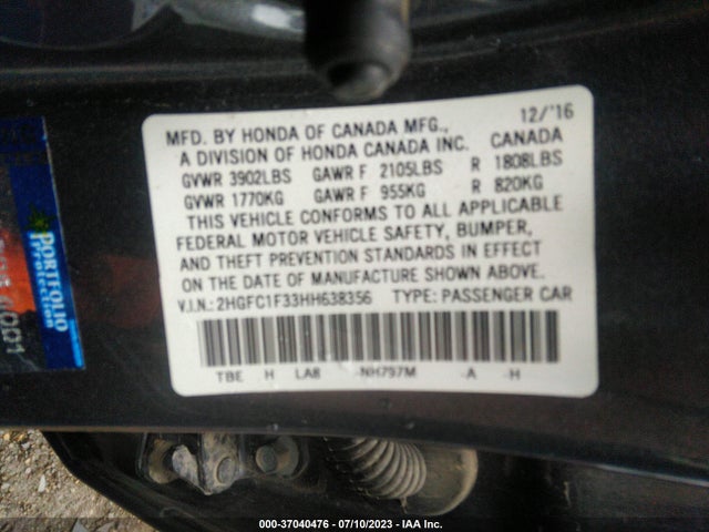 Honda Civic Ex-t 2017 2HGFC1F33HH638356 Image 9