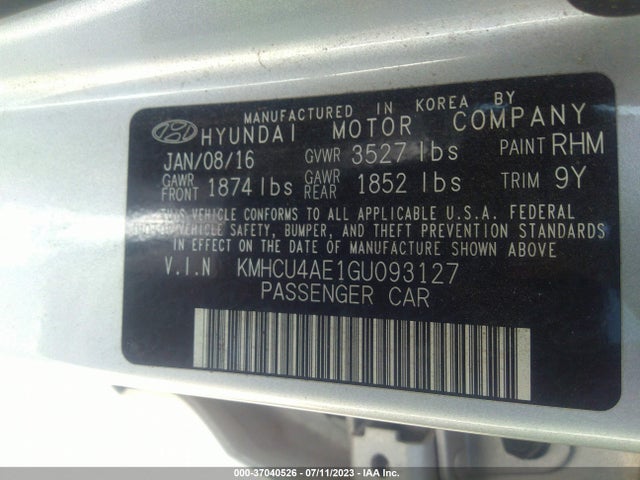 Hyundai ACCENT SE 2016 KMHCU4AE1GU093127 Image 9