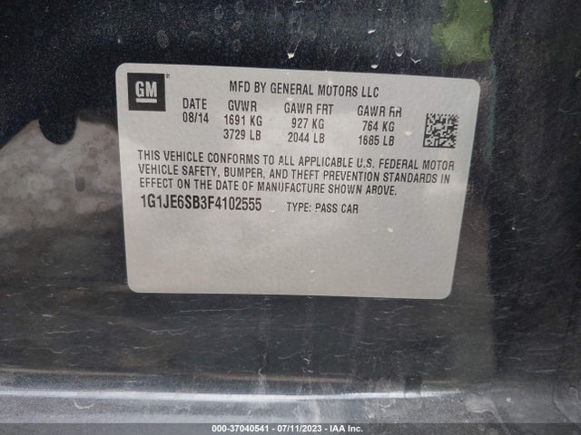 Chevrolet SONIC LTZ 2015 1G1JE6SB3F4102555 Image 9