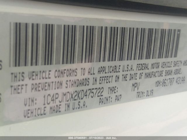 1C4PJMDX2KD475722 Jeep Cherokee Limited