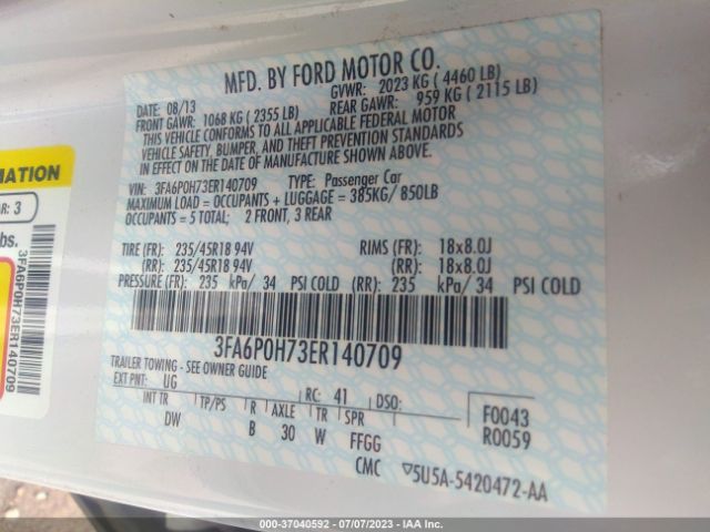 3FA6P0H73ER140709 Ford FUSION SE