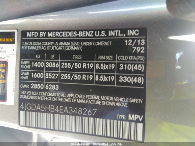 4JGDA5HB4EA348267 Mercedes-Benz M-class Ml 350