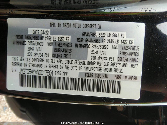 Mazda Cx-9 Touring Plus 2022 JM3TCBAYXN0617604 Image 15