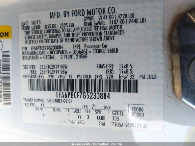 1FA6P8CF7G5230884 Ford MUSTANG GT