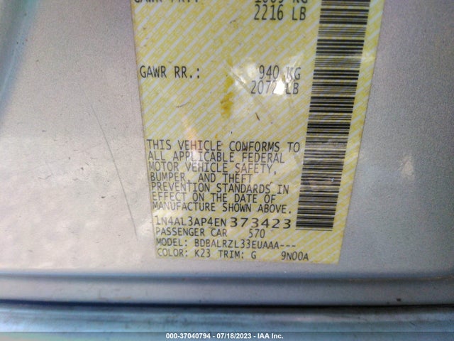 Nissan ALTIMA 2.5 2014 1N4AL3AP4EN373423 Image 9