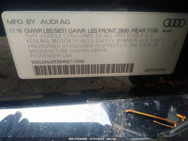 WAU44AFD6HN011568 Audi A8 L