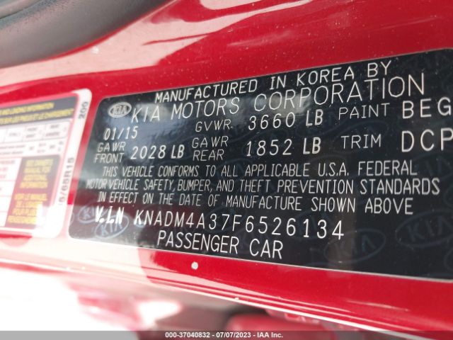 KNADM4A37F6526134 KIA RIO LX