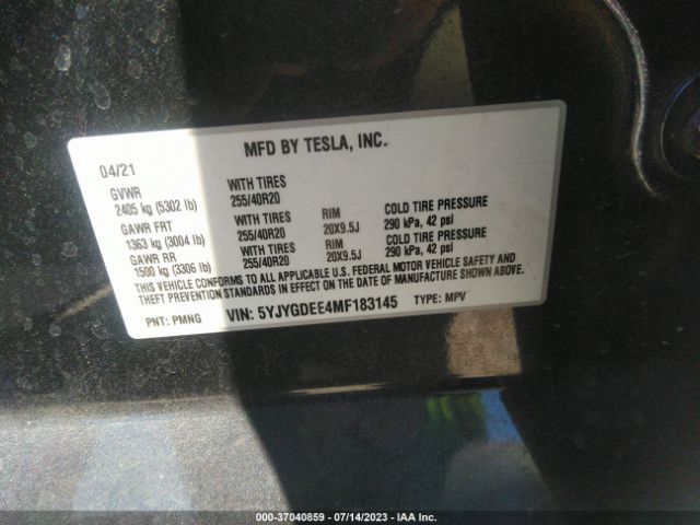 5YJYGDEE4MF183145 Tesla Model Y Long Range