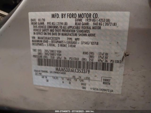 MAJ6S3JL6LC353379 Ford Ecosport Ses