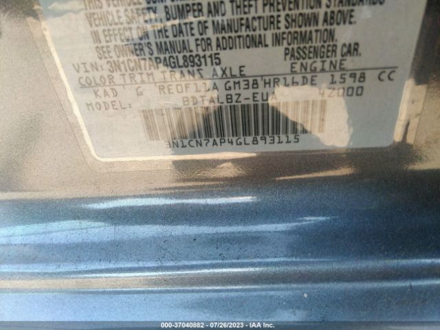 3N1CN7AP4GL893115 Nissan VERSA SV