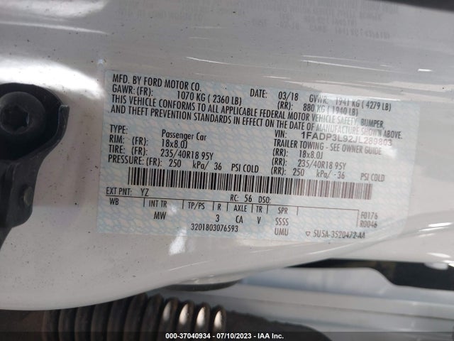 1FADP3L92JL289803 Ford FOCUS ST