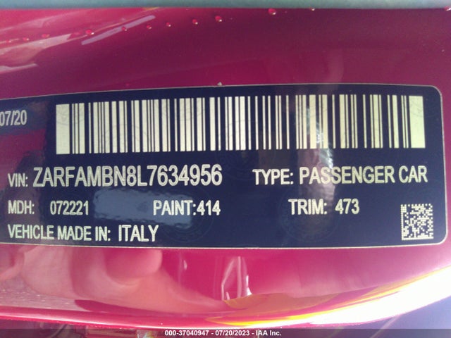 ZARFAMBN8L7634956 Alfa Romeo Giulia Ti Sport