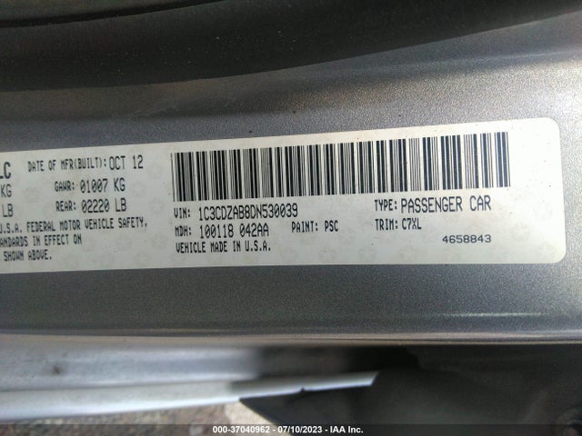 2013 DODGE AVENGER SE VIN: 1C3CDZAB8DN530039