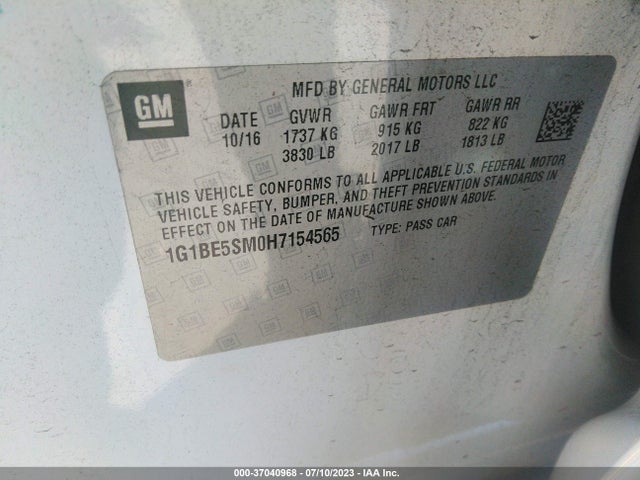 Chevrolet CRUZE LT 2017 1G1BE5SM0H7154565 Image 9