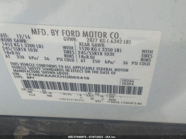 1FM5K8ARXHGB65418 Ford POLICE INTERCEPTOR