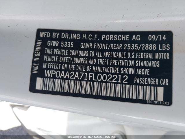2015 Porsche Panamera, VIN: WP0AA2A71FL002212