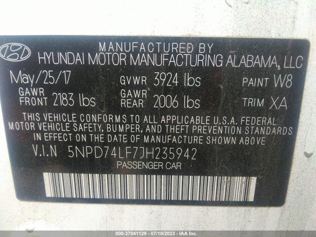 Hyundai ELANTRA SE 2018 5NPD74LF7JH235942 Image 16