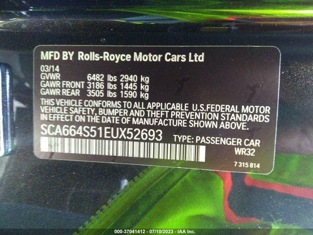 2014 Rolls-Royce Ghost, VIN: SCA664S51EUX52693