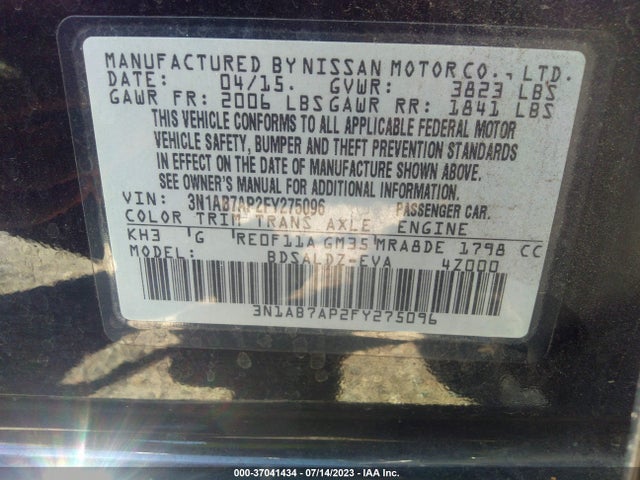 Nissan SENTRA SV 2015 3N1AB7AP2FY275096 Image 15