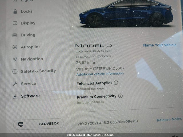 Tesla Model 3 Long Range 2018 5YJ3E1EB1JF105387 Image 7