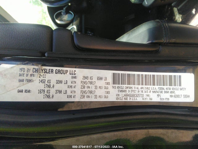 2011 JEEP GRAND CHEROKEE LAREDO VIN: 1J4RR4GG6BC625733