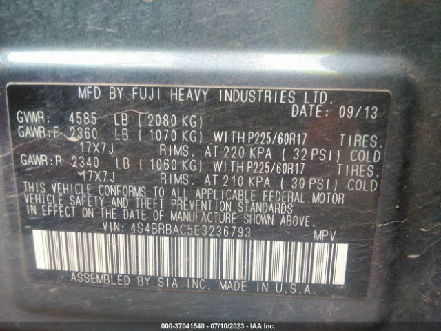 4S4BRBAC5E3236793 Subaru Outback 2.5i