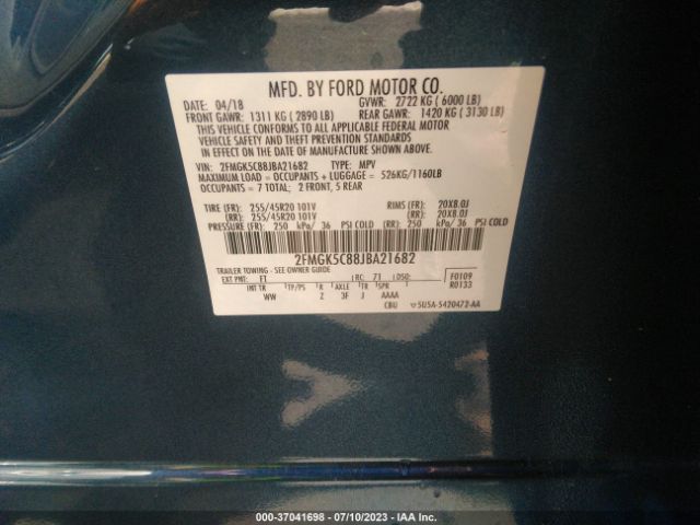 2FMGK5C88JBA21682 Ford FLEX SEL