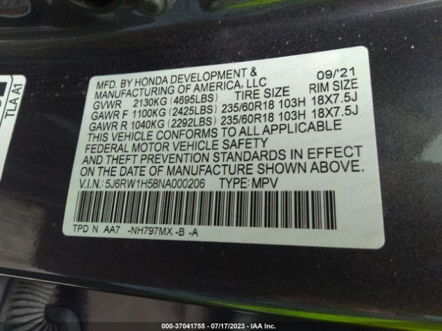 5J6RW1H58NA000206 Honda CR-V EX