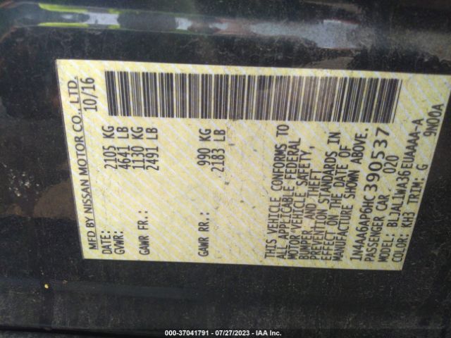 1N4AA6AP6HC390537 Nissan Maxima Sr
