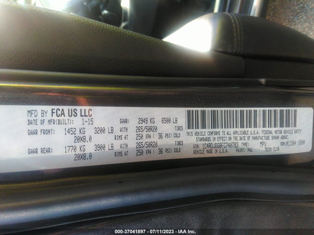 Dodge DURANGO LIMITED 2015 1C4RDJDG8FC740783 Image 9