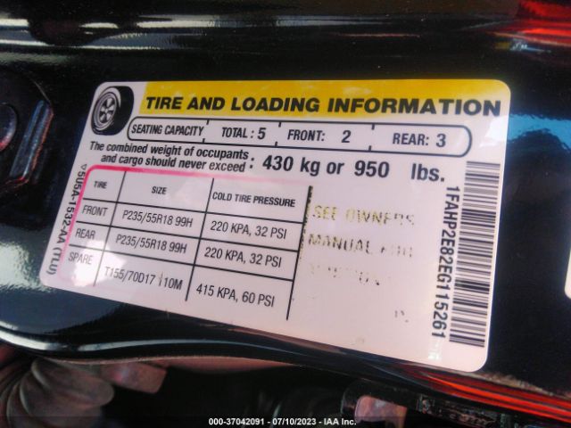 1FAHP2E82EG115261 Ford TAURUS SEL