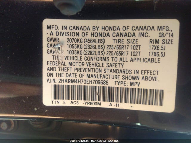 Honda Cr-v Ex-l 2014 2HKRM4H70EH709686 Image 9
