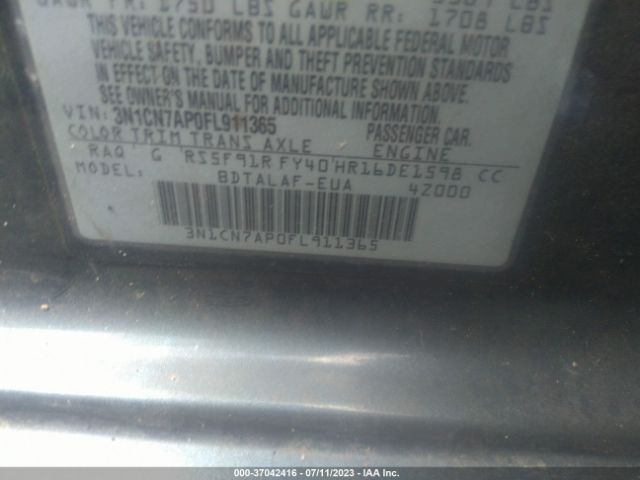 3N1CN7AP0FL911365 Nissan VERSA S