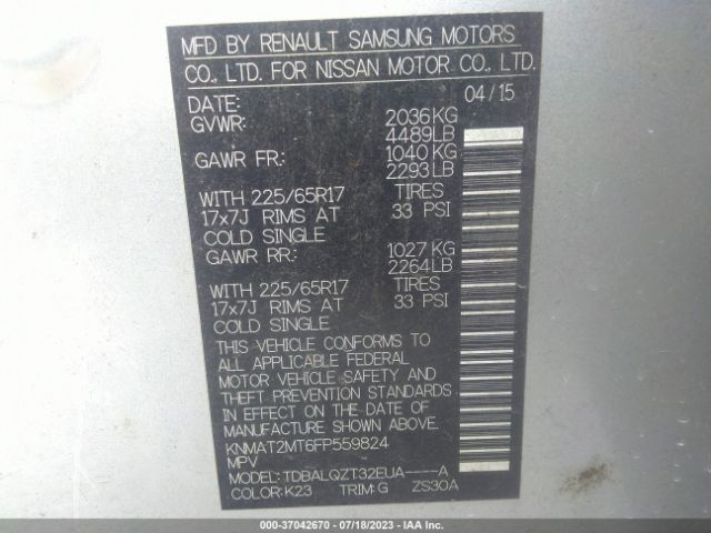 KNMAT2MT6FP559824 Nissan ROGUE SV