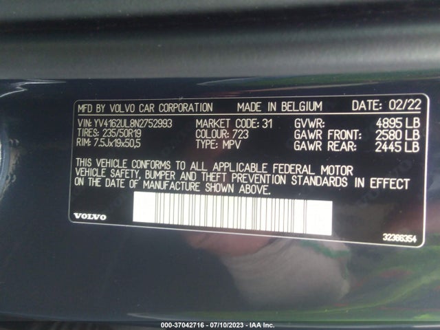 2022 Volvo XC40, VIN: YV4162UL8N2752993