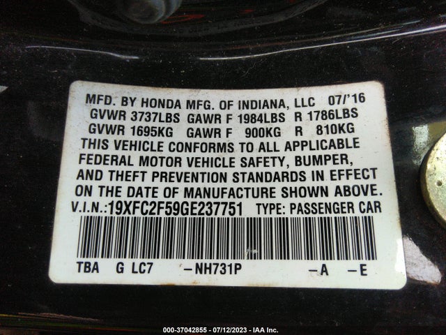 Honda Civic Sedan Lx 2016 19XFC2F59GE237751 Image 16