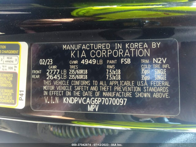 2023 KIA SPORTAGE HYBRID EX VIN: KNDPVCAG6P7070097