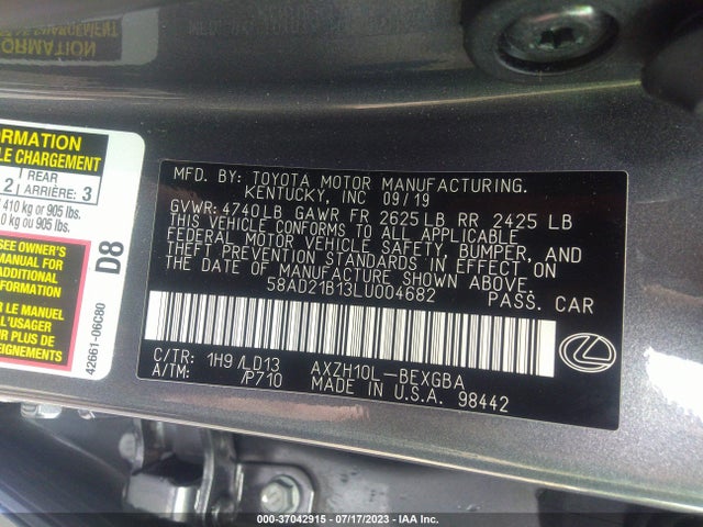 2020 Lexus ES, VIN: 58AD21B13LU004682