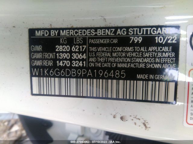 W1K6G6DB9PA196485 Mercedes-Benz S-class S 500