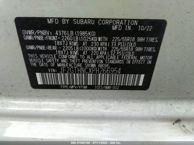 JF2GTHNCXPH266954 Subaru Crosstrek Limited