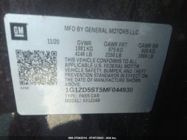 Chevrolet MALIBU LT 2021 1G1ZD5ST5MF044930 Image 9