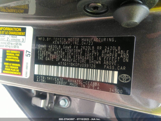 Toyota CAMRY SE 2023 4T1G11BK0PU099126 Image 9