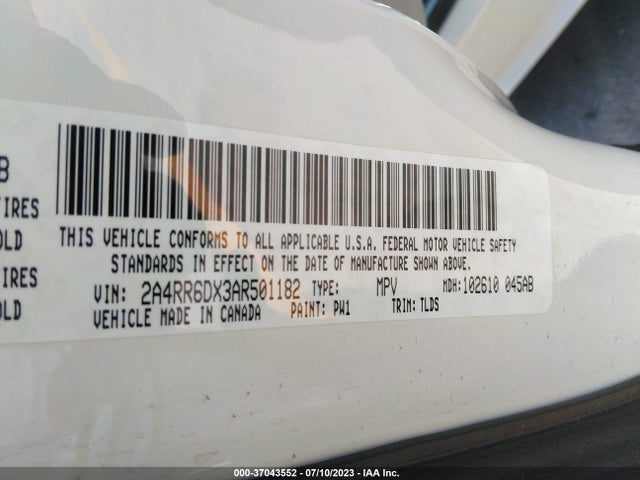 2010 CHRYSLER TOWN & COUNTRY LIMITED VIN: 2A4RR6DX3AR501182