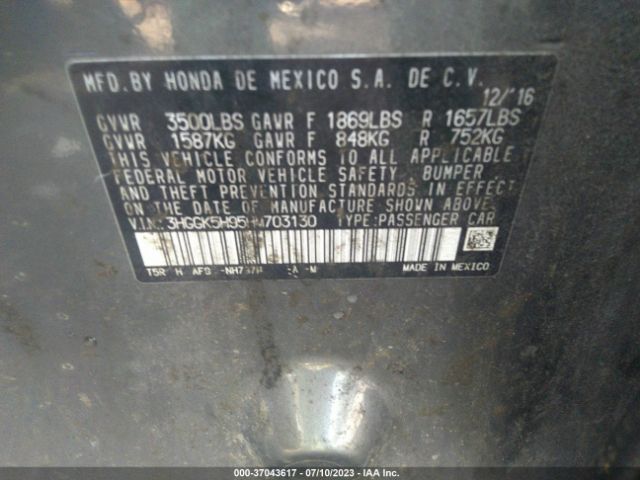 3HGGK5H95HM703130 Honda Fit Ex-l