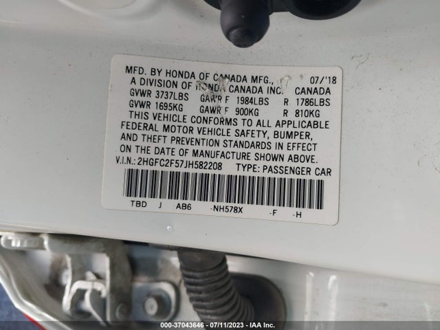Honda Civic Sedan Lx 2018 2HGFC2F57JH582208 Image 9