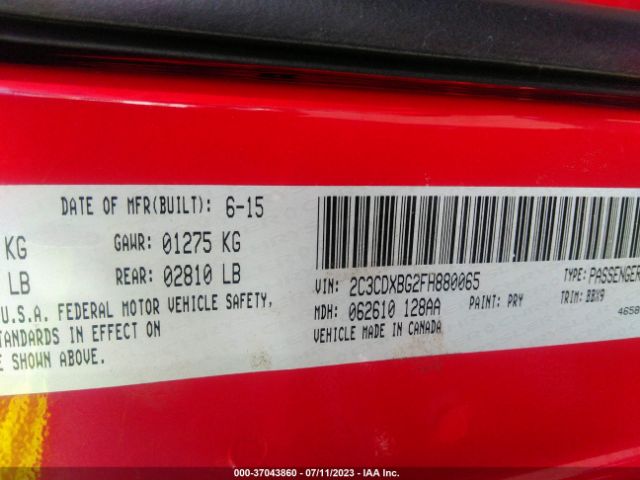 2C3CDXBG2FH880065 Dodge Charger Se
