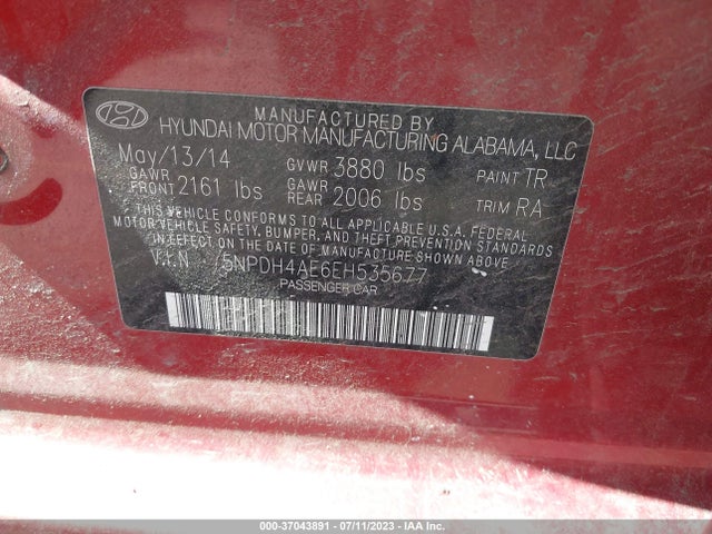 Hyundai ELANTRA SE 2014 5NPDH4AE6EH535677 Image 9